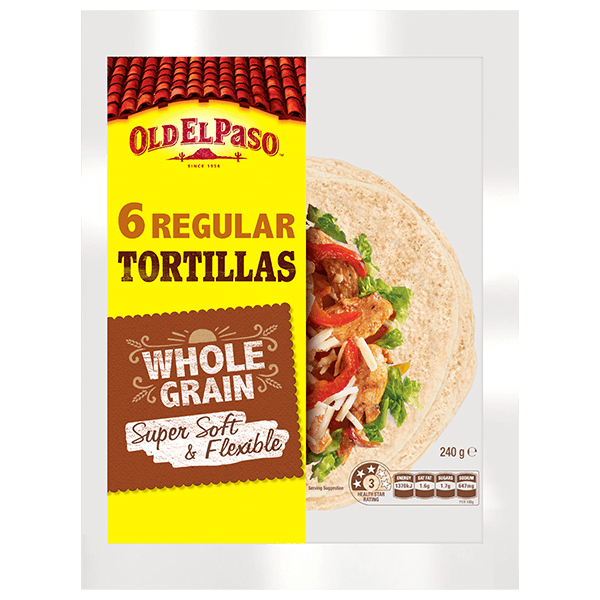a pack of Old El Paso's 6 regular whole grain tortillas (240g)