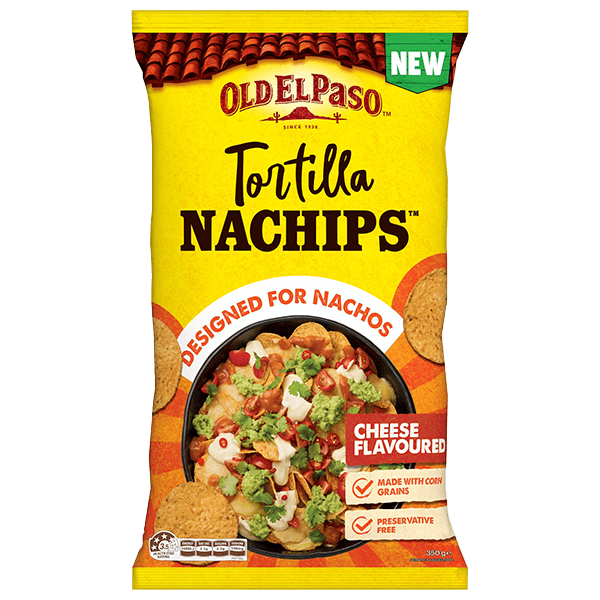 package of Old El Paso cheese flavoured Tortilla Nachips 350g